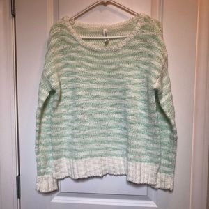 Mint and White Sweater